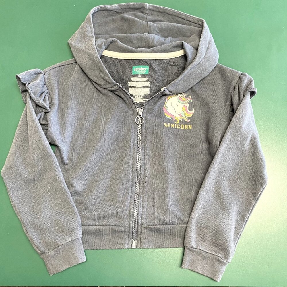 Garanimals Girl Size 6 Faded Navy Zip Up Jacket with Unicorn decoration